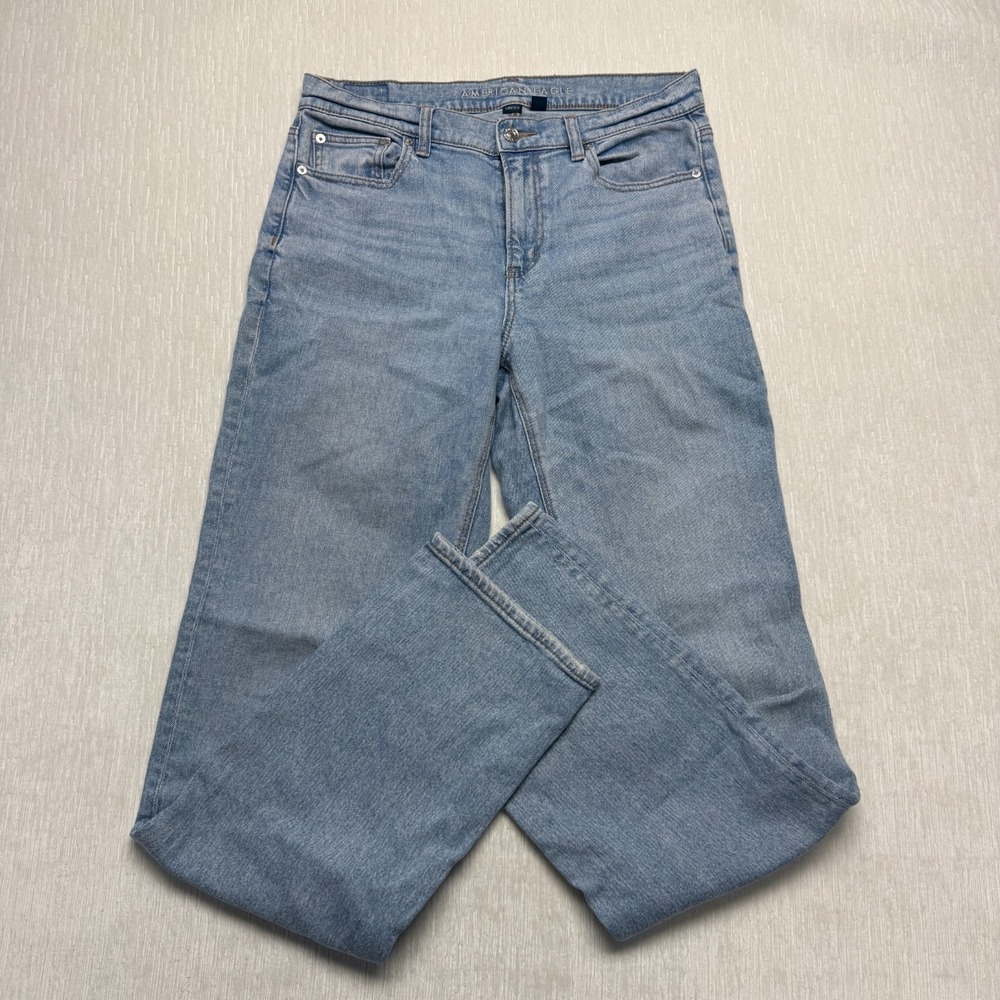 American Eagle Outfitters Super High Rise Straight Leg Jeans Women 8 X-Long Blue